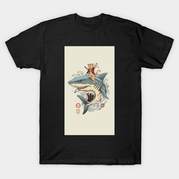 Cat riding a shark shirt discount